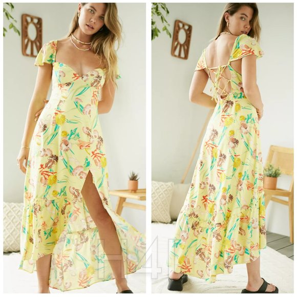 Urban Outfitters Dresses & Skirts - NWT UO Lace-Up Back Midi Slit Beachy Seashell Vintage Dress